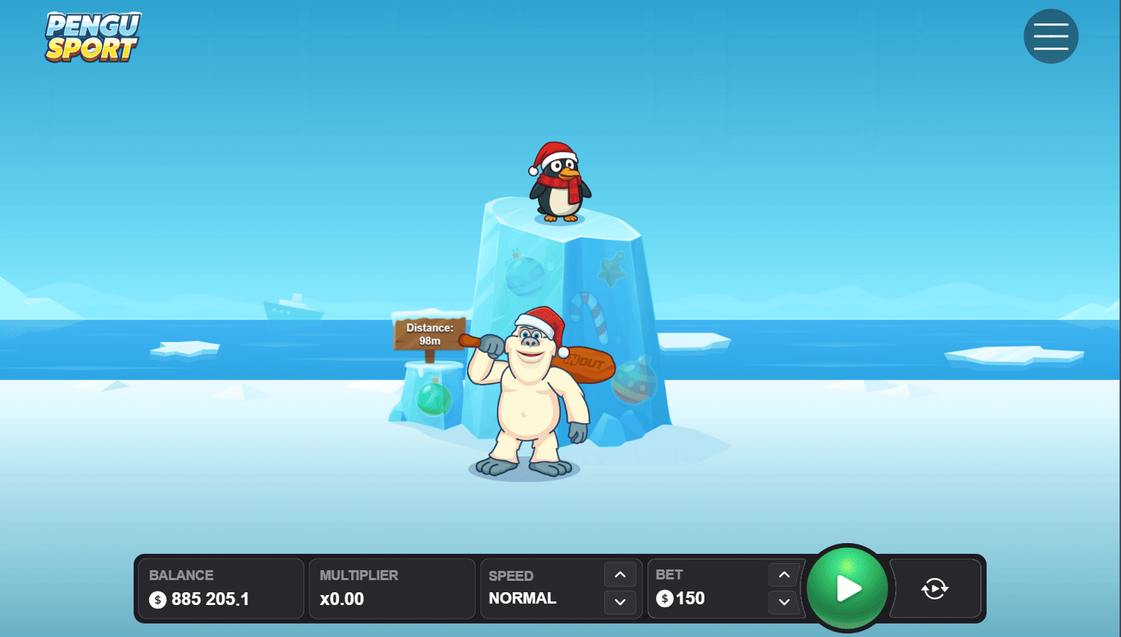 PenguSport by InOut Games - gameplay animation showing Aviator-style flight mechanics