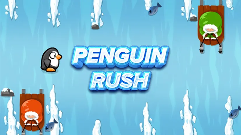 Penguin Rush gameplay tutorial interface showing betting controls and game mechanics explanation